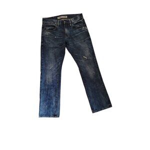 Express Jeans Mens Rocco Slim Fit Straight Leg 29x30 Distressed Denim Blue